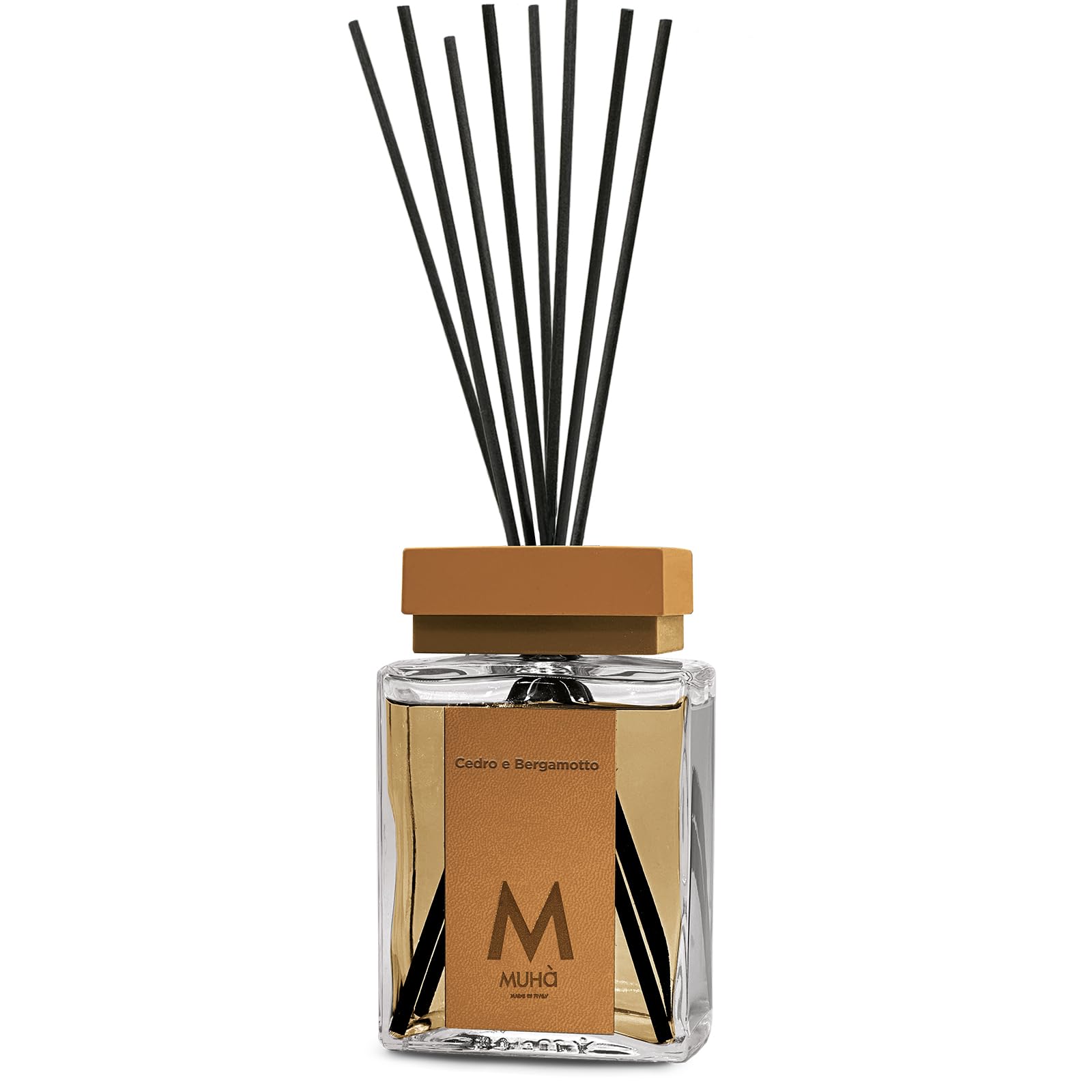 MUHA' | Raumduft Perfume Diffuser, Duft Zeder und Bergamotte, Raumduft mit Stäbchen, Format 500 ml