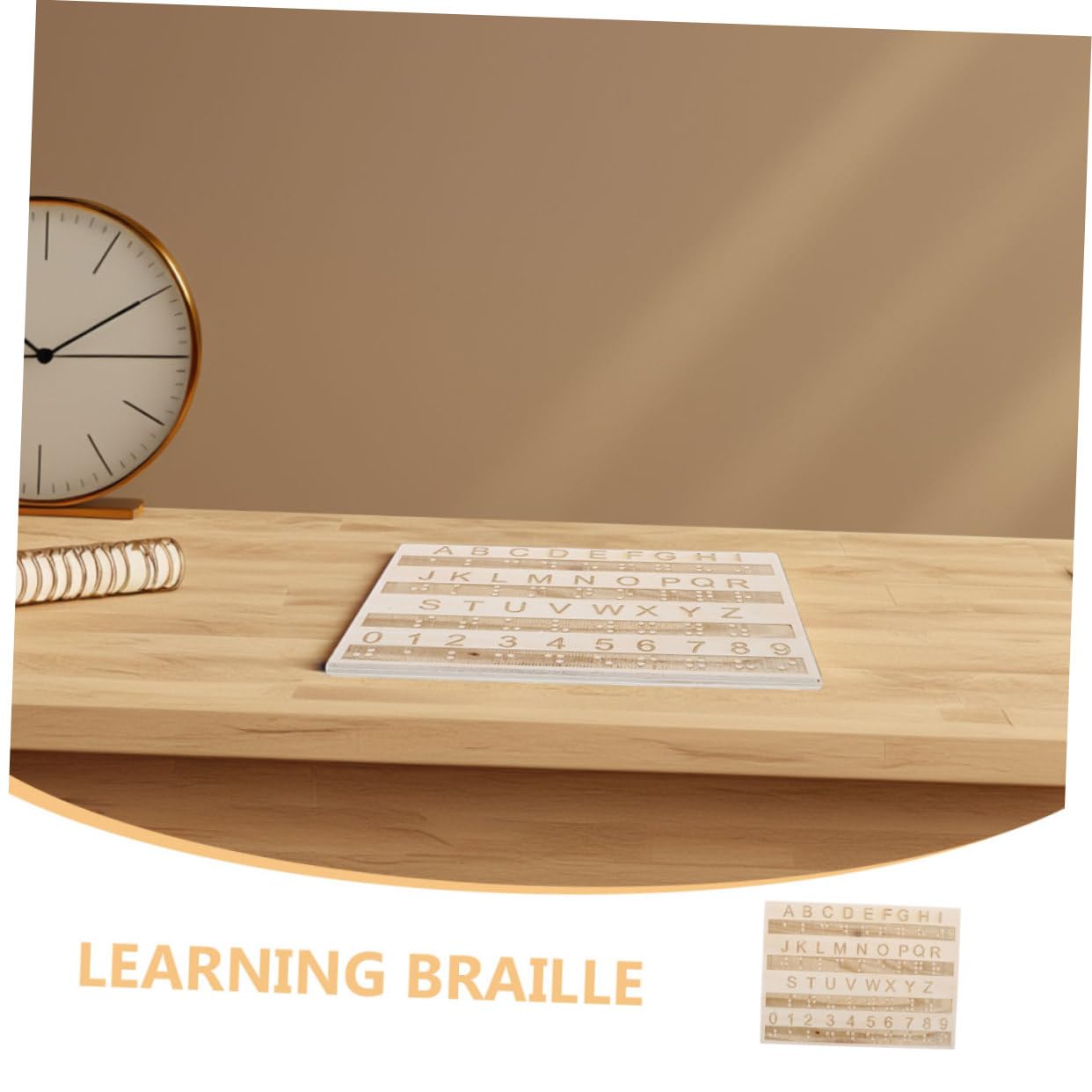ERINGOGO Tablero de Letras y Números en Braille de Madera, 3 Piezas, Herramienta Táctil Ligera para Aprender Braille y Enseñanza a Niños Ciegos Color Aleatorio