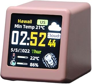 Mini affichage cube hologramme 3D, station météo intelligente, horloge numérique, programmation personnalisable, album photo, WiFi, météo en temps réel, affichage de l'heure, cadeau d'animation GIF,