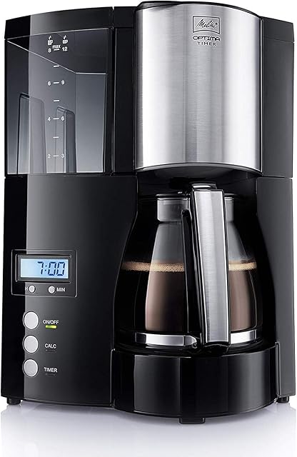 Melitta Filter Coffee Maker with Glass Pourer, Hot Hold and Timer Function, Optima Timer, Black, 100801
