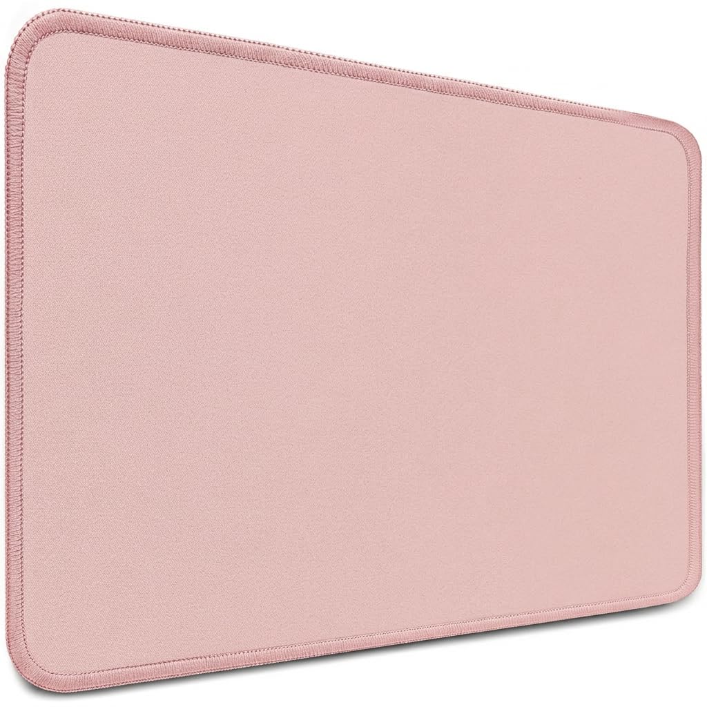 Sidorenko Mauspad 28x20cm - Mousepad mit Vernähte Kanten - Mouse Pad rutschfest - Mausunterlage in zartem Rosa, Mausped für PC mit glatter Oberfläche, Mouspad klein, Maus Pad für alle Maustypen