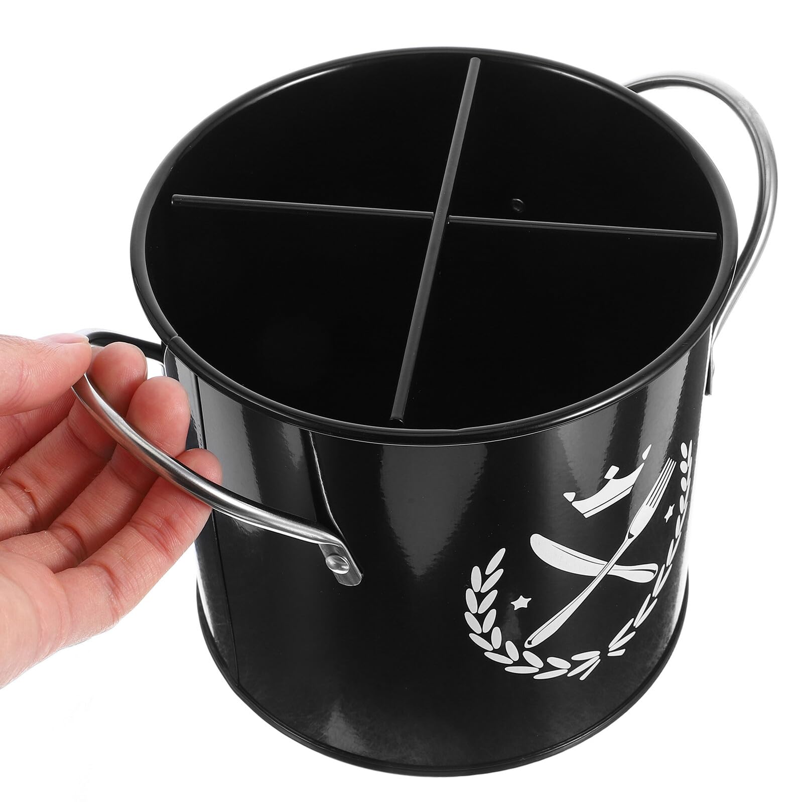 TOYANDONA Portautensili Cucina in Ferro Galvanizzato Stile Retrò Grande Capacità Scolaposate per Lavello Organizer Utensili Multifunzione per Cucchiaio e Posate Accessorio Cucina Resistente
