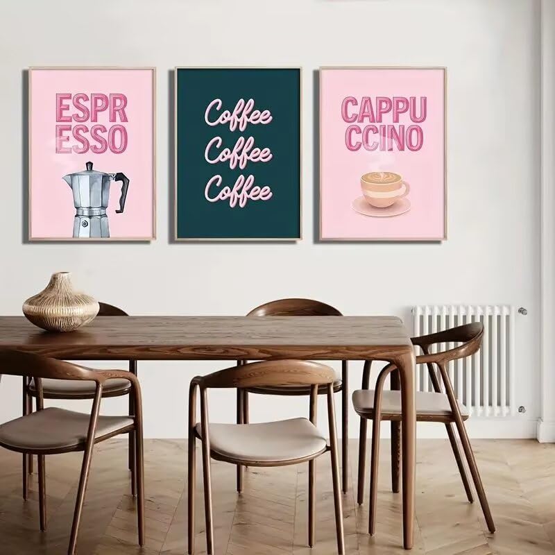 3PC Coffee Style 8x12inch Wall Art Gift for Modern Home, Office, Living Room, Bedroom Decor, Unframed Canvas Poster Wall Art Gift