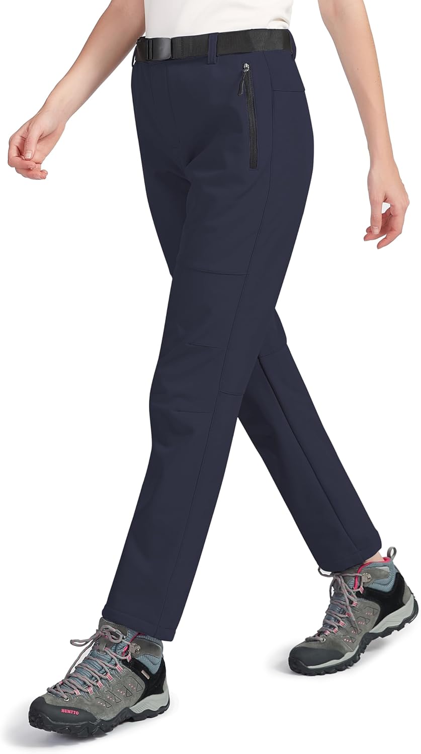 Womens Snow Ski Pants Waterproof Windproof Thermal Insulated Fleece Lined Softshell Pants for Winter