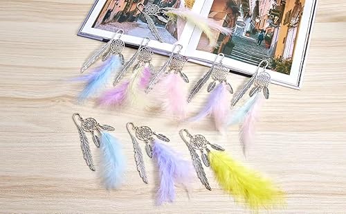 Harphia Feather Book Mark, Metal Dream Catcher Pages Seperator, Light Pink And Aqua Feather, 1Pcs Per Set, With Gift Box Per Pack, Perfect For Women, Student, Family, Book Lovers, Planner 010-Pg #TOP1