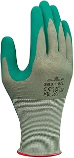 SHOWA 383 Biodegradable EBT Nitrile General Purpose Work Glove with Poly Liner, Large (Pack of 12 Pair) Green