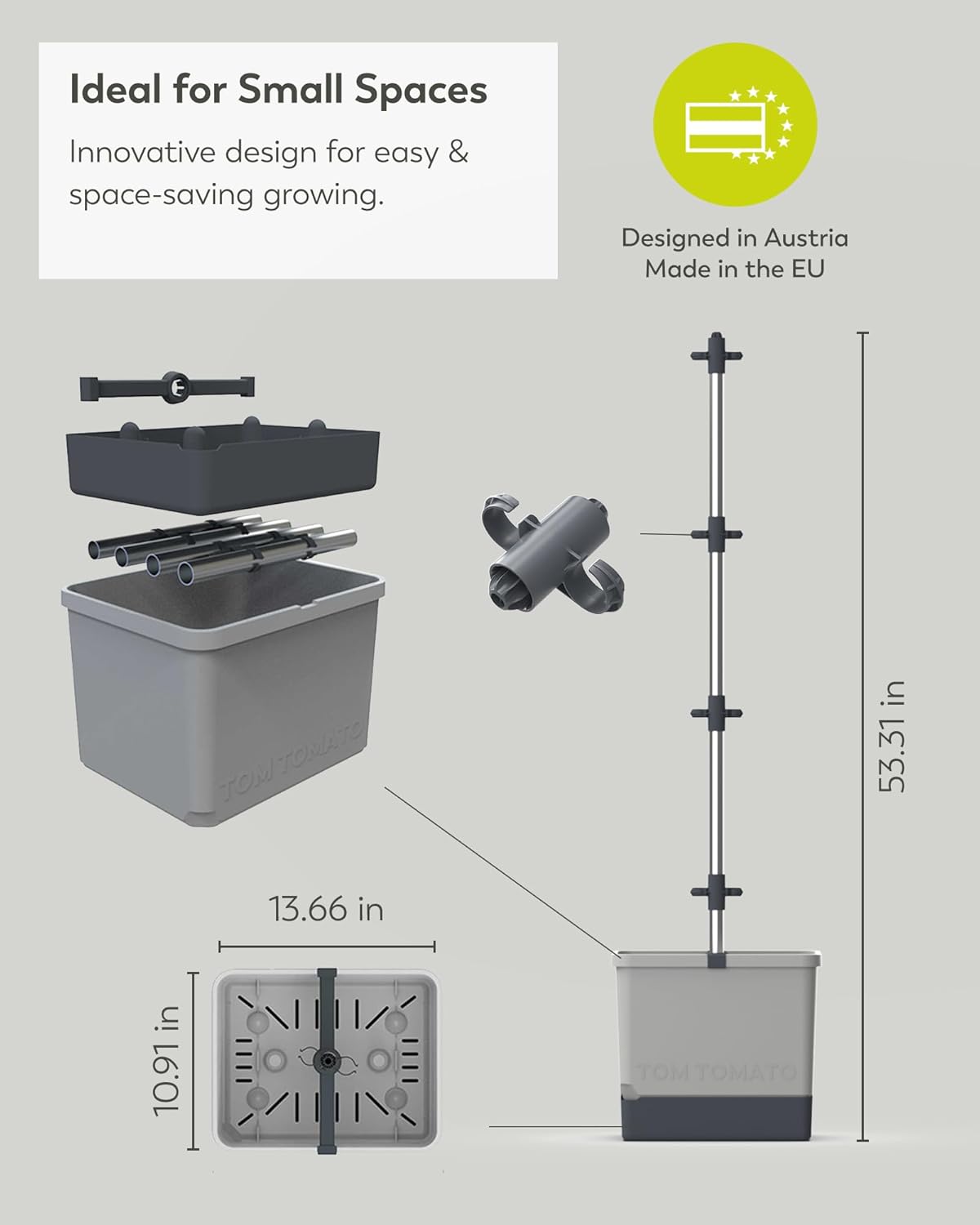 BUZZY Seeds Self-Watering Vertical Tomato Planter with Trellis – 1.2 Gal Reservoir, Large Capacity Planter for Tomatoes & Climbing Plants (Blue)