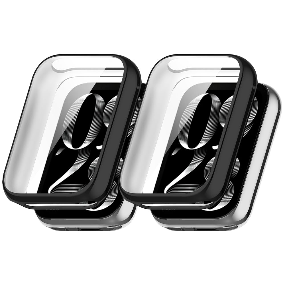 Niboow Case [2 Pack] for Mi Smart Band 8, Flexible TPU Shockproof Scratch Proof Cover - Black+Black