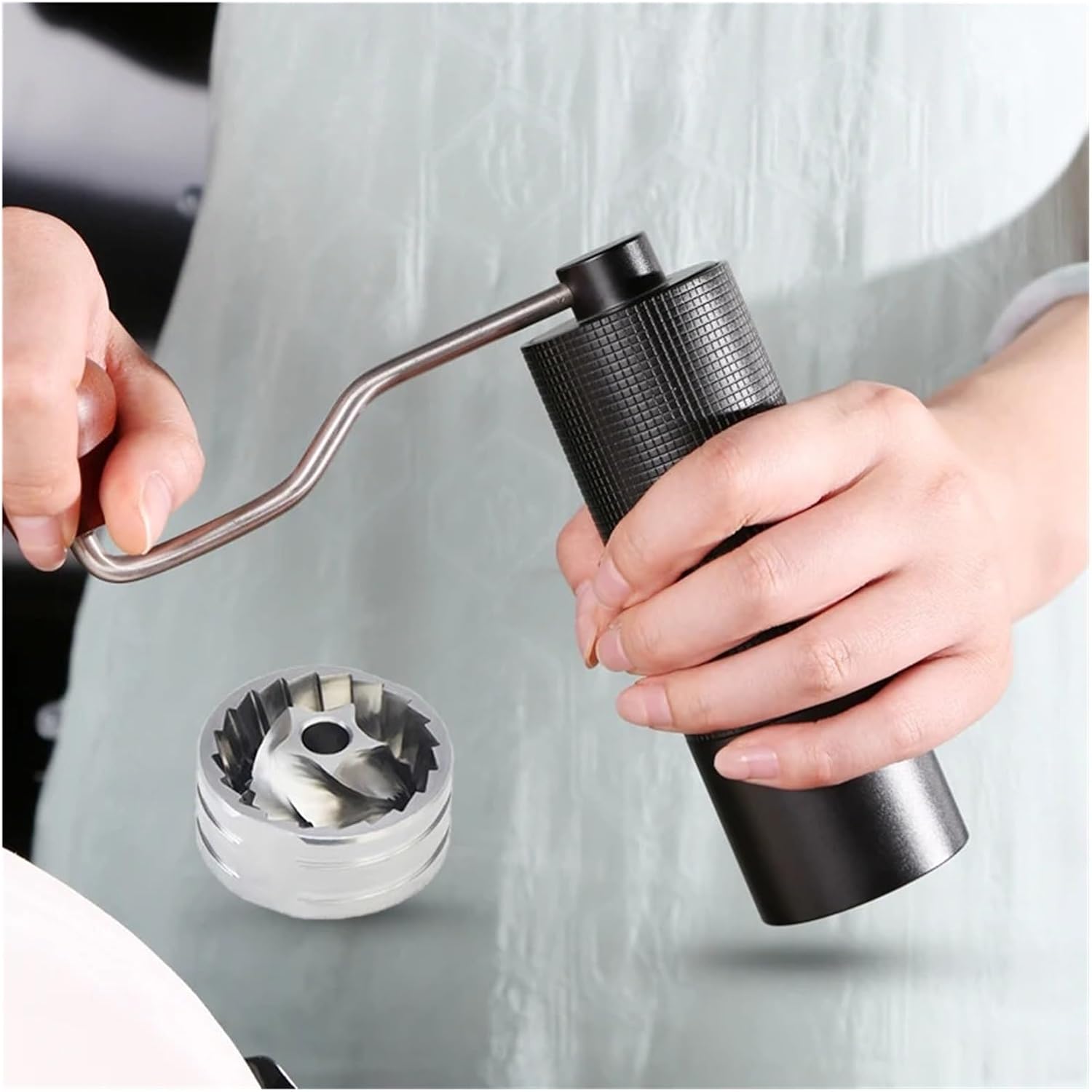 Manual Coffee Grinder Anti-slip Design Portable Burr Inside(Black)