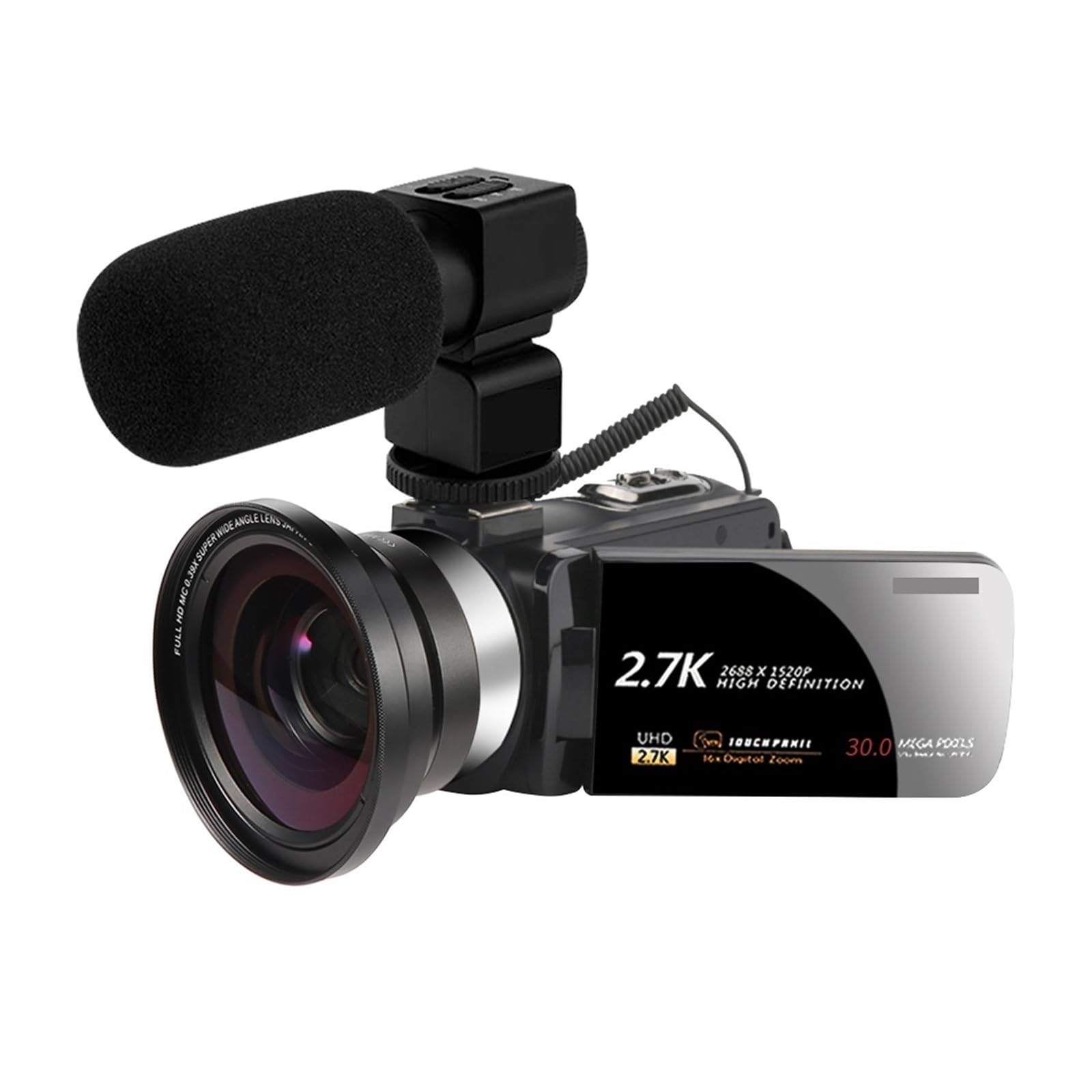 Caméra vlogging 2.7K à écran tactile rotatif et micro externe - 6