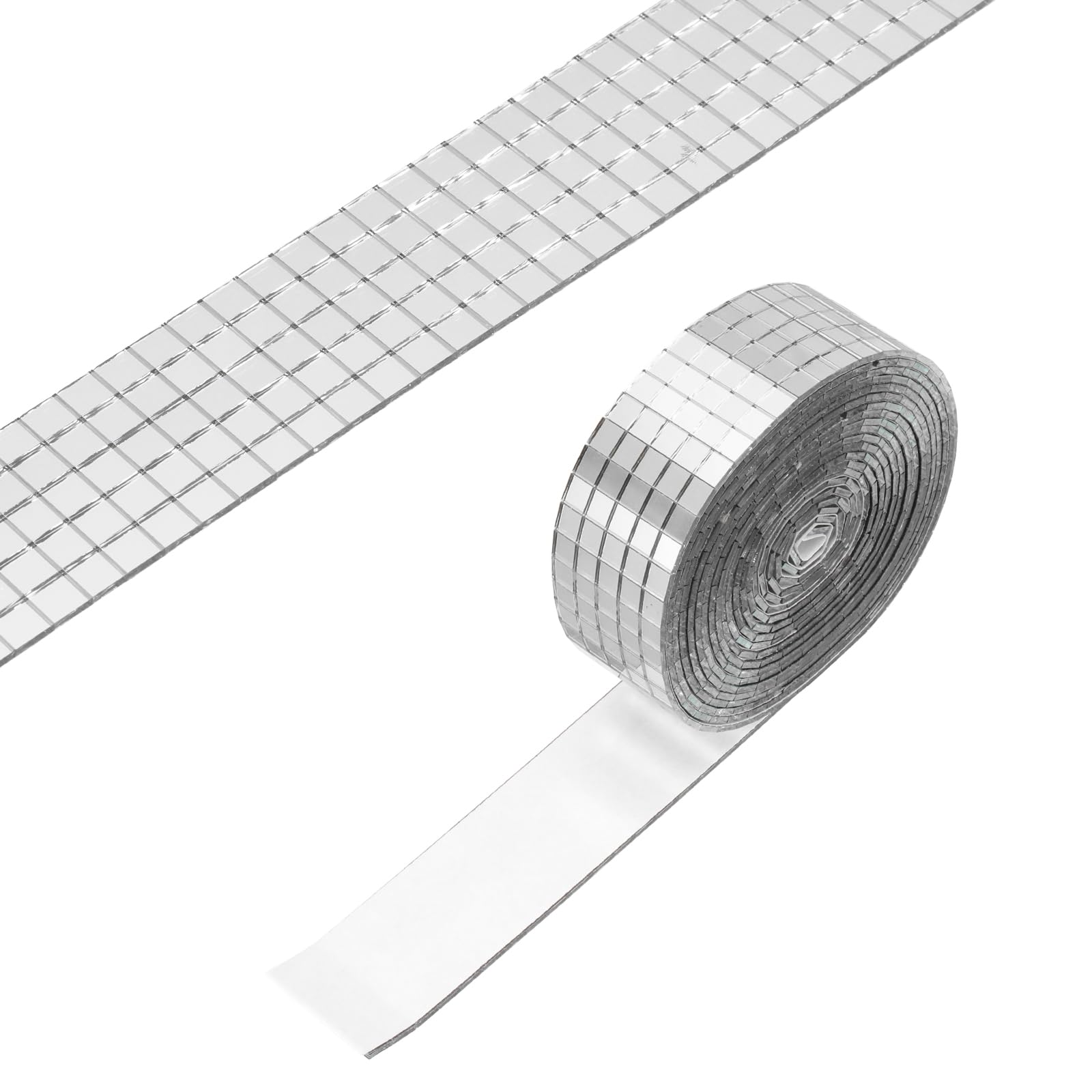 PATIKIL 5x5mm Self Adhesive Mirrors Mosaic Tiles, 2500 Pcs Square Mini Glass Mosaic Disco Tile Sticker for DIY Craft Disco Ball Party Decoration, Silver Tone
