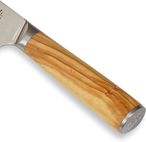 Miniatura 5 de Wakoli Hoja de cuchillo Damasco Chef de 8 pulgadas extremadamente afilada de 67 capas de Damasco japonés genuino con mango de madera de olivo, serie
