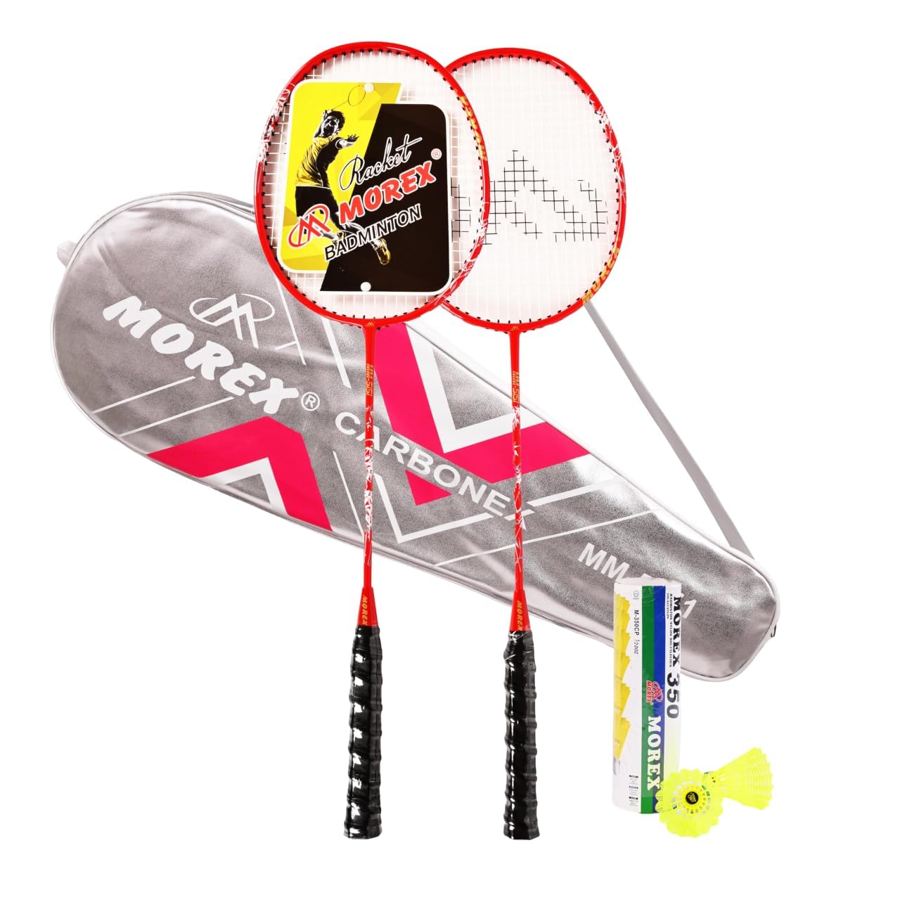 Set of 2 Ultra Lightweight Carbon Shaft Badminton Racket - Full Strung with Cover Bag & 6 Nylon Shuttlecocks | Professional Badminton Rackets for Beginners & Advanced Players (Red)-picture-17