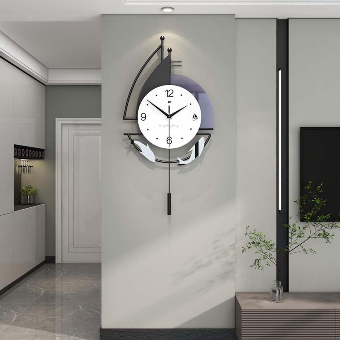 Horloge murale au design moderne – Horloge d'art décorative simple et silencieuse pour salon, chambre, bureau, bureau
