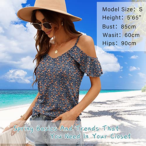 Blingfit Women Short Sleeve Strappy Cold Shoulder T-Shirt Tops Blouses Sexy V Neck Large #TOP1
