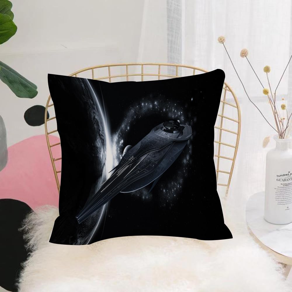 Hyosxw Spaceship Spaceship Planet Fantasy Science - A10 Cushion Cover,Throw Pillow Case Home Decorative For Living Room Bedroom Sofa Chair 18X18 Inch,Spaceship Spaceship Planet Fantasy Science Fiction Theme Black,Pillowcase 45X45cm