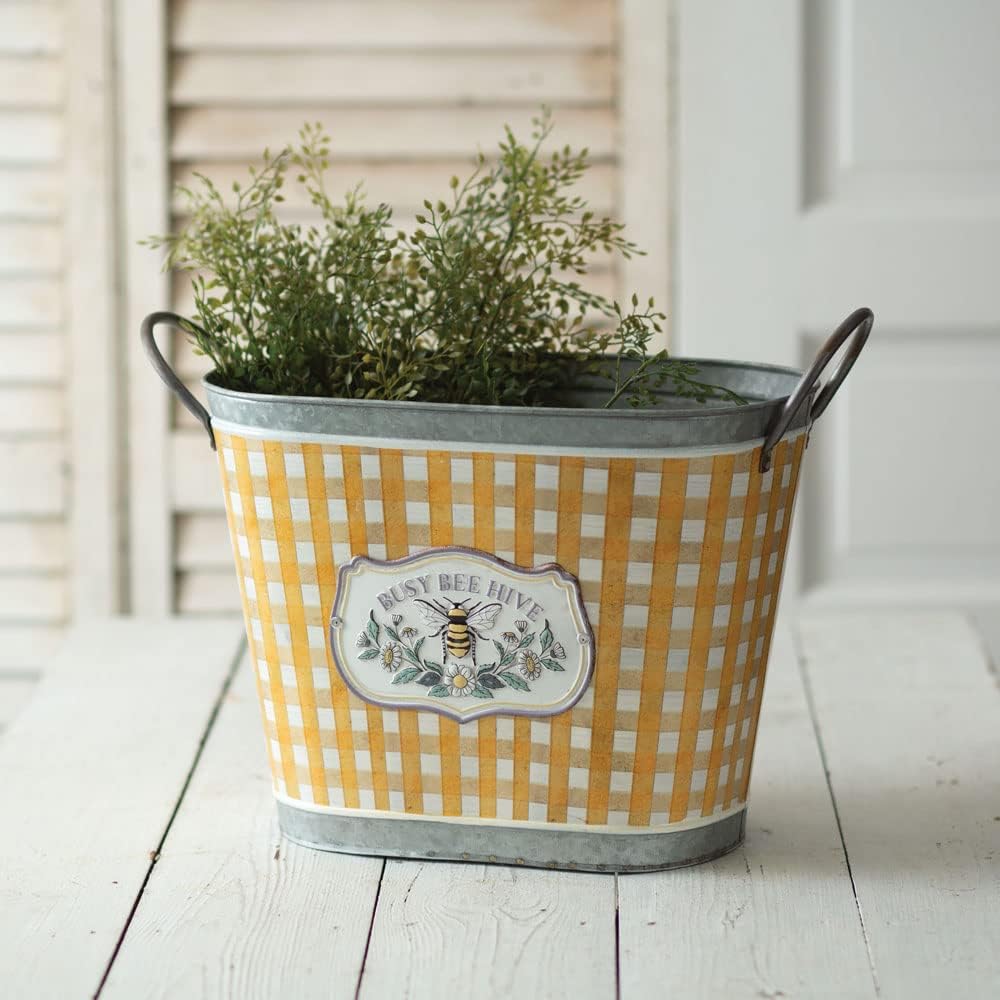 CTW Home Collection Colonial Tin Works Busy Bee Hive Galvanized Bucket, 13-inch Height