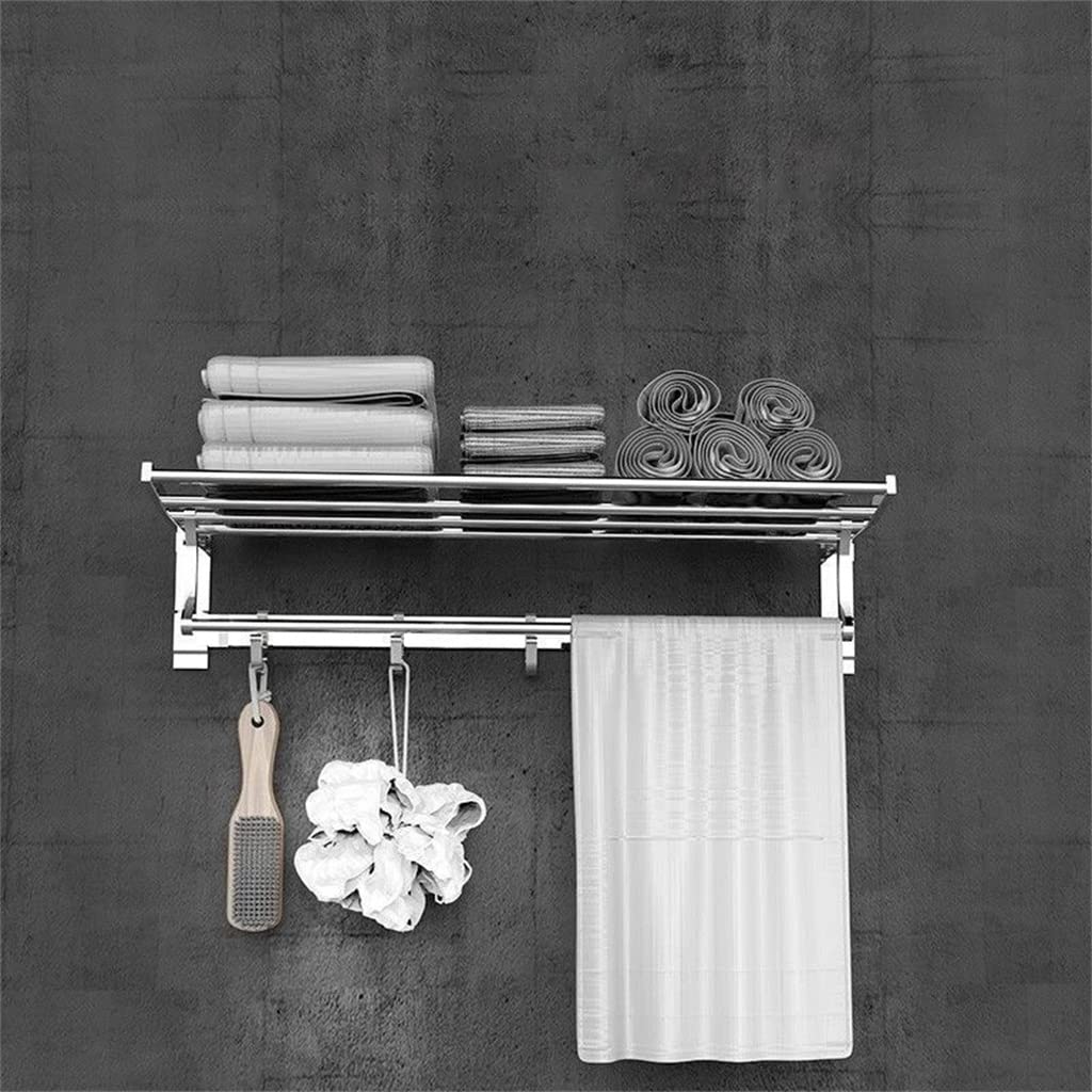 Wieszaki na ręczniki, wieszak na ręczniki montowany na ścianie składany aluminiowy organizer uchwyt na ręczniki łazienka półka ścienna do wyposażenia łazienki akcesoria łazienkowe (kolor: B