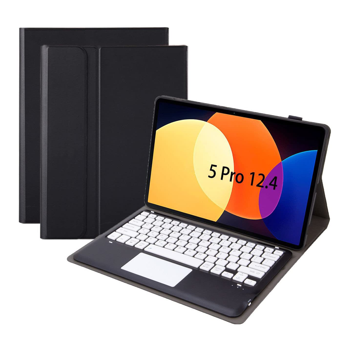 Etui na klawiaturę do Xiaomi pad Pro 12,5", odłączana klawiatura bezprzewodowa, miękka tylna obudowa TPU, czarna z touchpadem