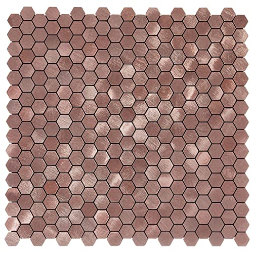 Avant Decor | Aluminum Mini Hexagons Tiles | Peel And Stick Kitchen Backsplash Tiles | Stick On Wall Tiles | Easy Diy Installation | 5” X 5” | Sample Tile #TOP30
