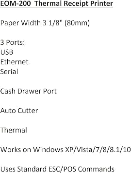 Thermal Receipt Printer - USB, Ethernet -for Windows Systems Only | Auto Cutter- Cash Drawer Port - Paper Width 3 1/8 (80mm)