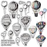 craspire Transparente Stempel Aus Gummi Mit Heißluftballon Motiv Wiederverwendbar Transparente Silikonstempel Siegel 6,3x4,3 Zoll Vintage Für Tagebücher Kartenherstellung Dekoration DIY Scrapbooking