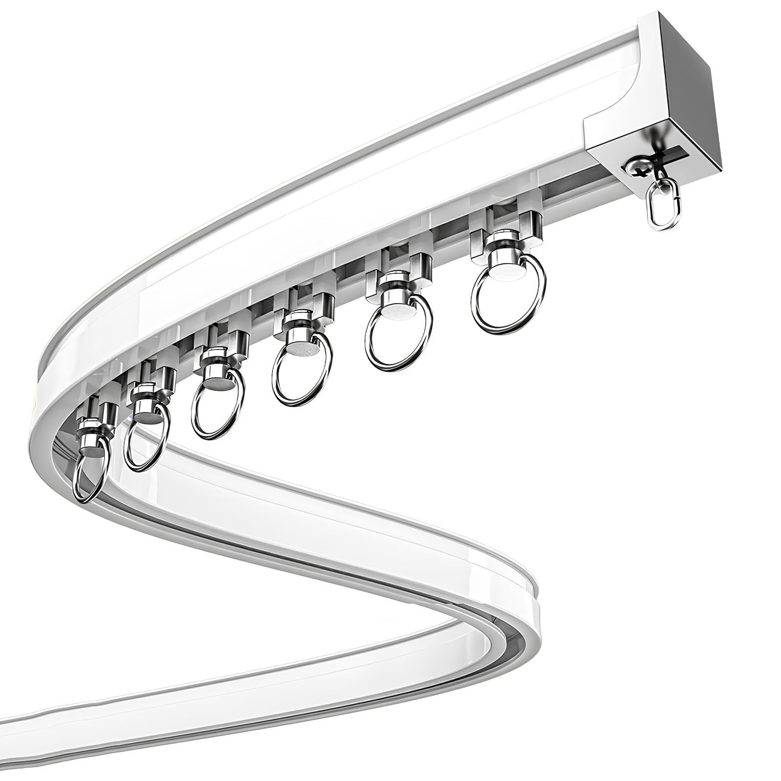 Tringle à rideaux flexible en aluminium durable blanc pour le plafond