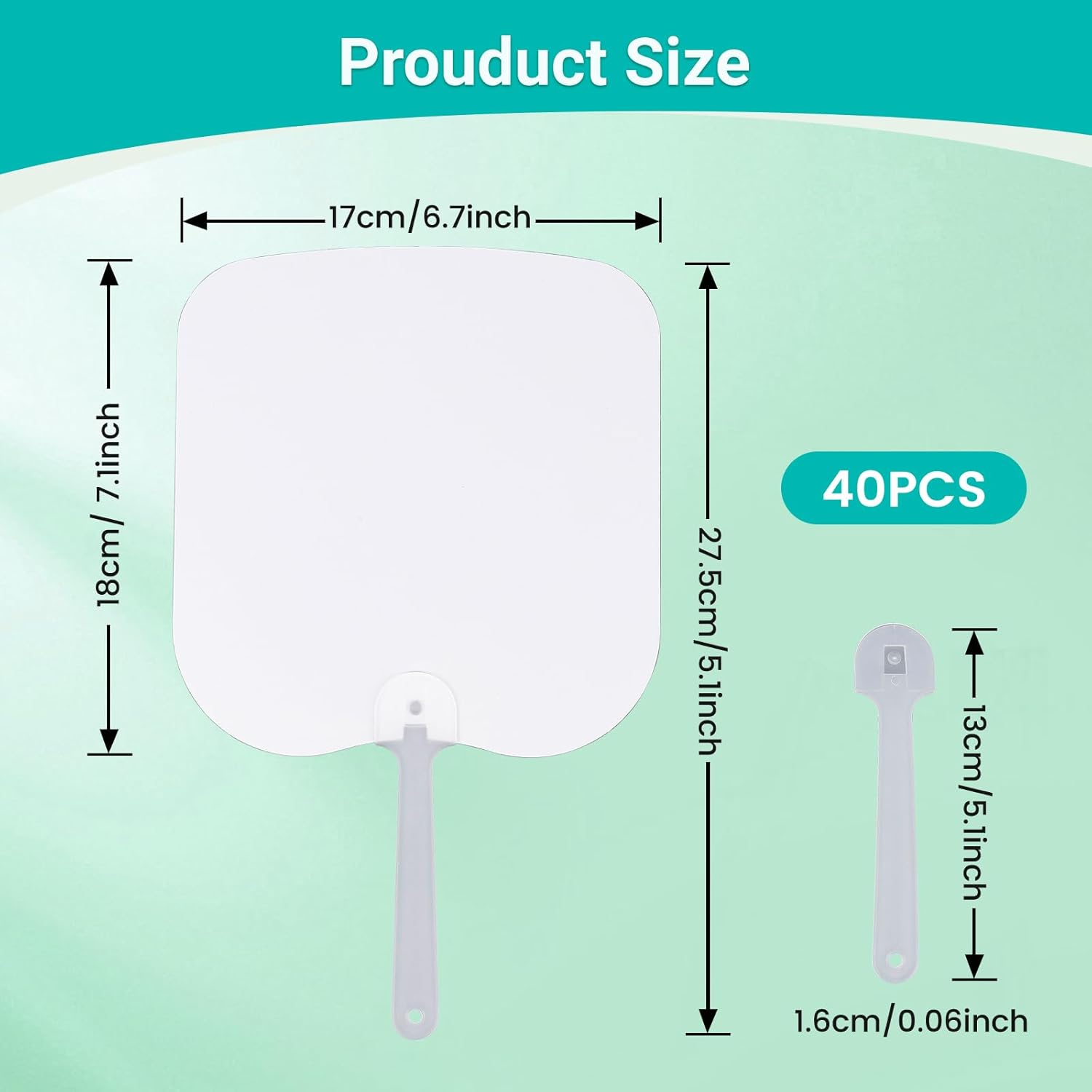 40 Pcs Church Fans Sublimation Fans Blank Double-Sided Handheld Fans Set, Sublimation Paddle Fan Blanks，DIY Hand Fans for Church Parties and Wedding Fans for Guests (40 pcs Sublimation Fans)