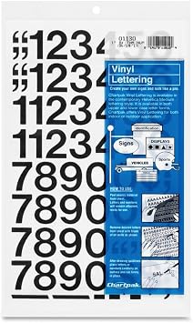 Chartpak Permanent Adhesive Vinyl Numbers,Black