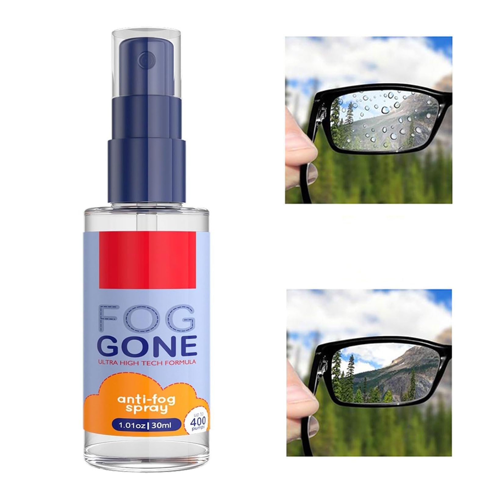 Antifog Spray, 30ml Spray Anti Appannamento Occhiali, Spray per Riparazione Lenti, Spray per La Pulizia degli Occhiali, Liquido Antiappannante per Occhiali Lens,Occhiali,Maschere Sci,Occhiali da Sole