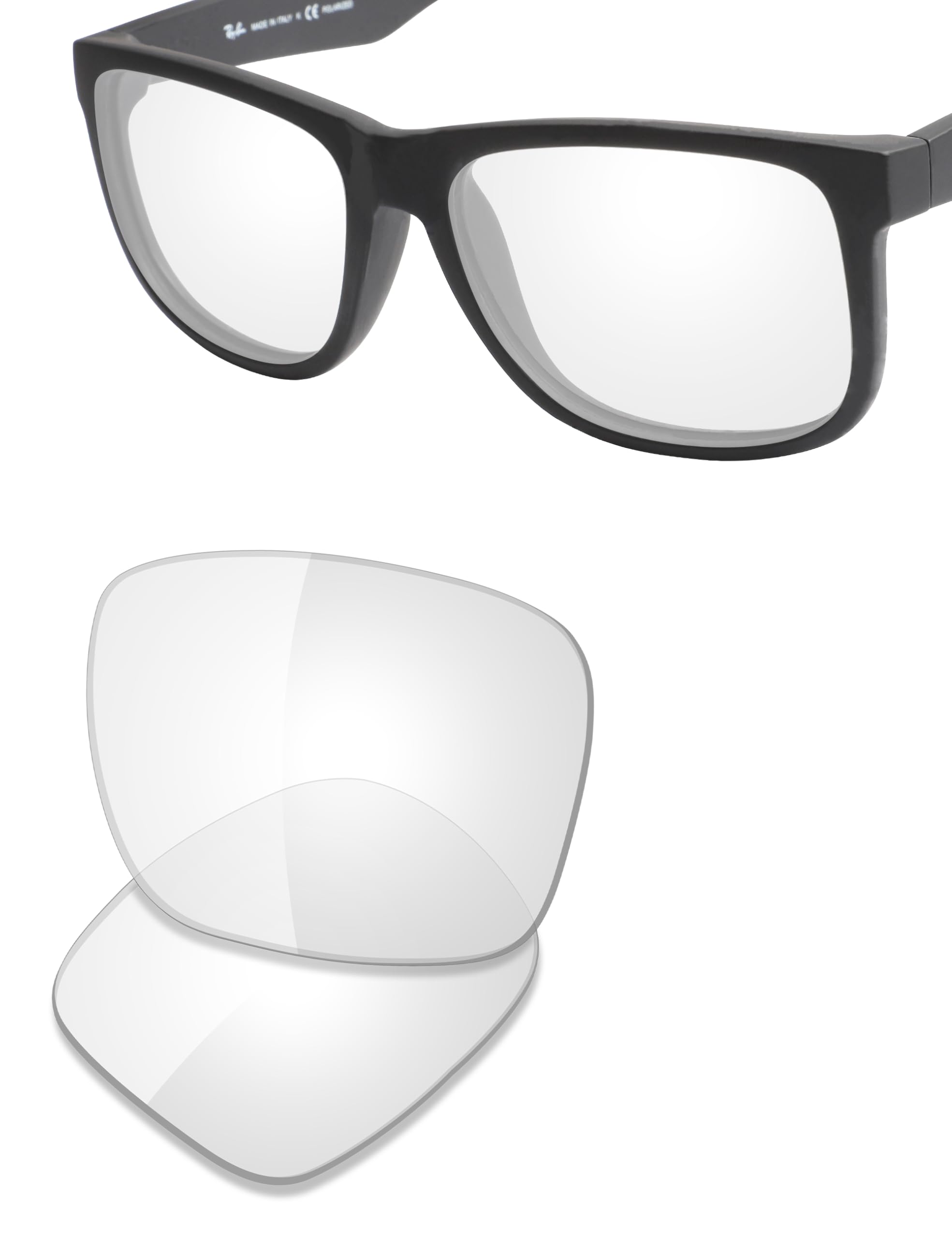 Saucer Lenti di ricambio di alta qualità compatibili con occhiali da sole Ray-Ban Justin RB4165 da 55 mm