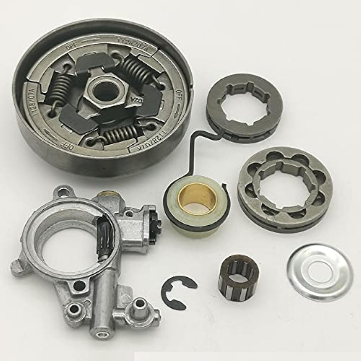 Clutch Drum 3/8 8T 7T Sprocket Rim Kit Compatible with Sti-hl MS361 MS 361 Oil Pump Worm Gear Chainsaw 1128 007 1000, 1128 160 2004