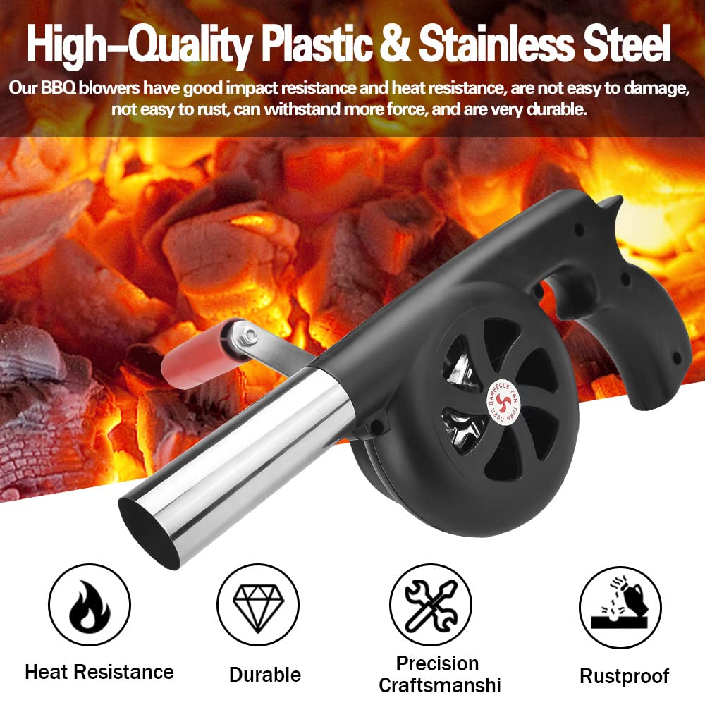 Ventilador Barbacoa, Soplador de Aire Manual Barbacoa Portátil, Soplador de Aire Manual Barbacoa de Mano, Soplador de Aire de Manivela para Barbacoa para Camping Picnic Cocina al Aire Libre