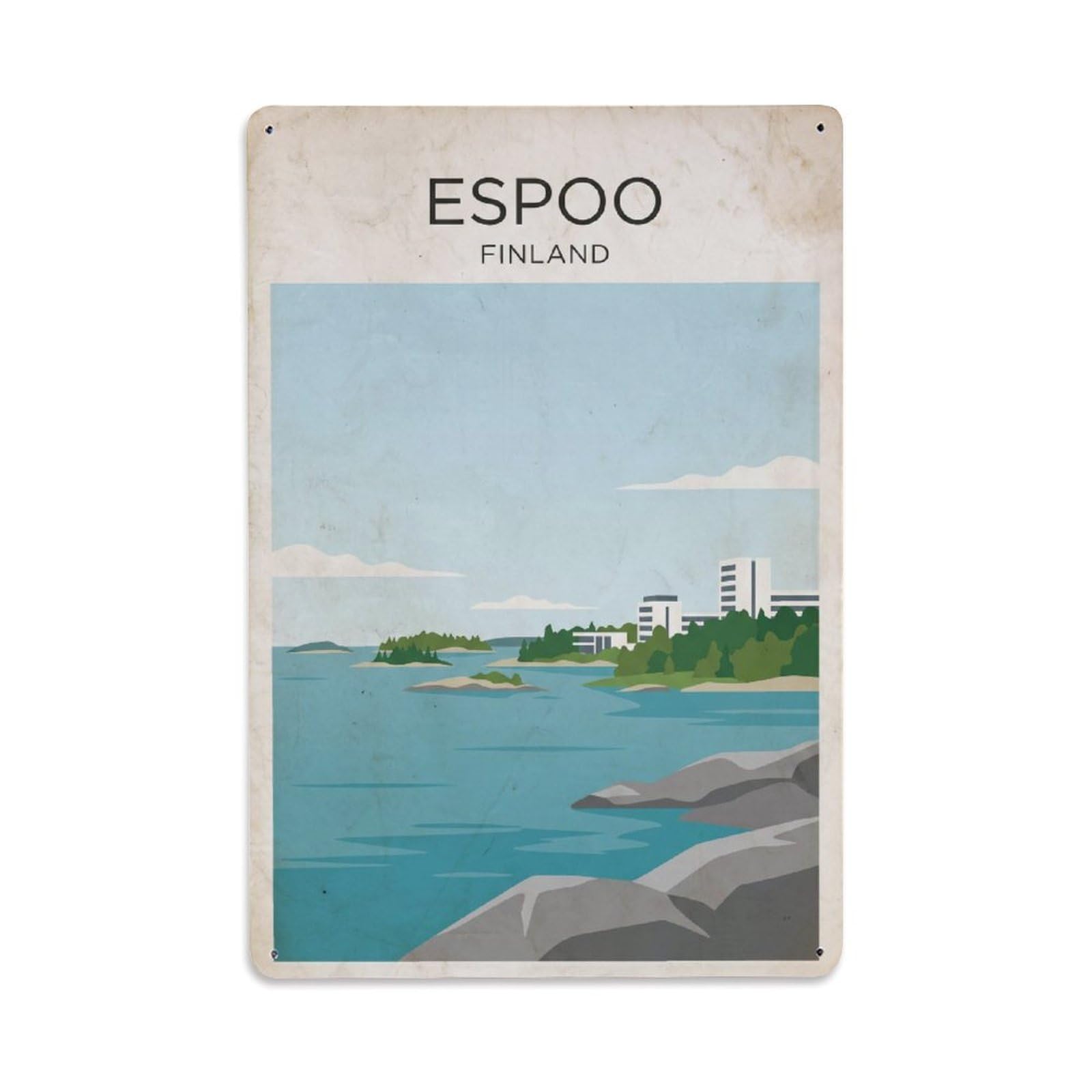 Metal Tin Sign Travel Retro Finland Espoo