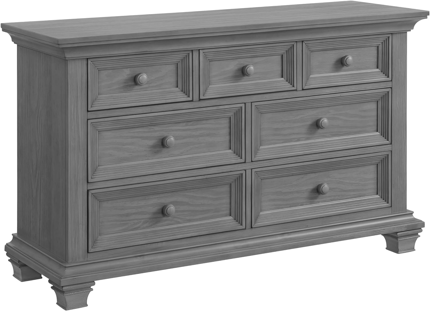 Oxford Baby 4 pc Nursery Set Weston 4-in-1 Convertible Baby Crib, Dusk Gray, 7-Drawer Dresser, Dusk Gray, Changing Topper, Dusk Gray and Teegan Nursery Swivel Glider Recliner Chair, Boucle White