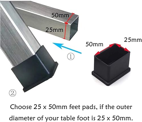 Miniatura 5 de Antrader 4 almohadillas de goma de PVC para patas de silla de mesa, almohadillas de goma para patas de silla, protectores de 1 x 2 pulgadas, color