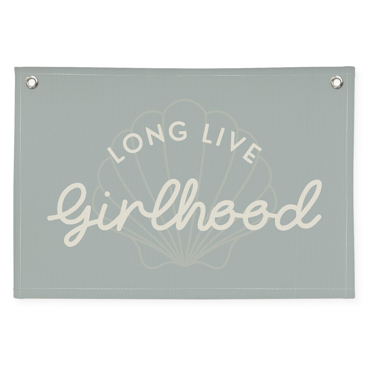 Cute Blue Coastal Girls Room Decor,Beach Room Decor Long Live Girlhood Sea Shells Linen Hanging Banner Flag for Nursery Playroom Wall,Toddler Decorations Trendy 30x20,girlroom
