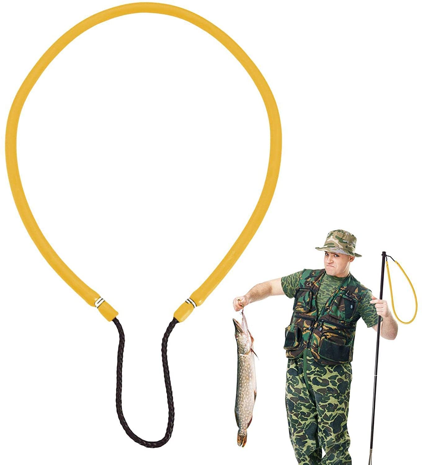 ZALTAS Eslinga Hawaiana de Goma para Pesca submarina, Eslinga Hawaiana de Pesca de Goma Resistente, Eslinga de Lanza para expulsión rápida arpón con Fuerte tensión (Amarillo)
