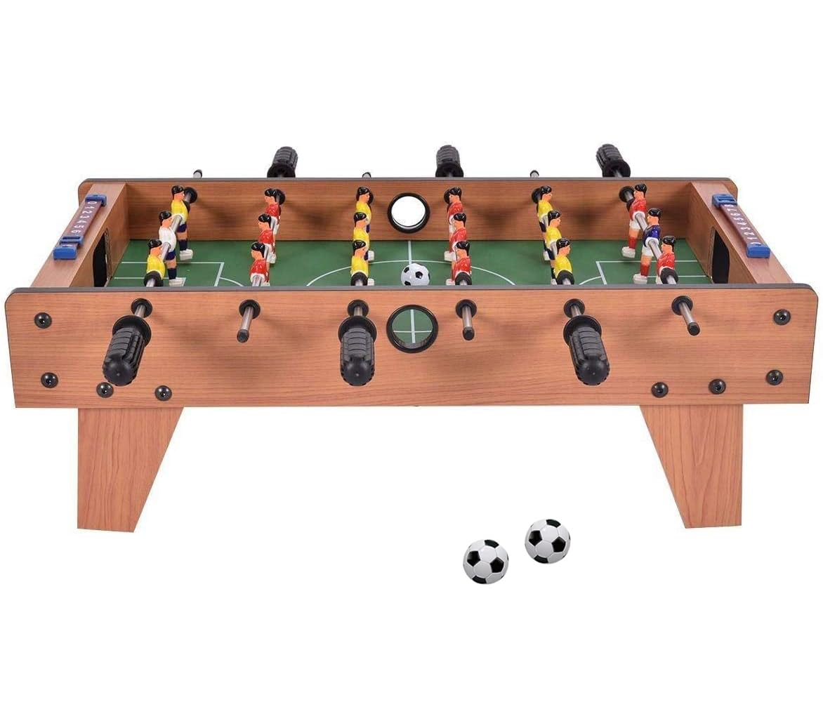 BePrincess Football Tabletop Games Wooden Tabletop Soccer Toy for Kids Adults Hand Soccer Table Set Mini Game Portable Soccer Table for Game Room Arcades Bar Home Party Office Outdoor 37x69x22.5cm