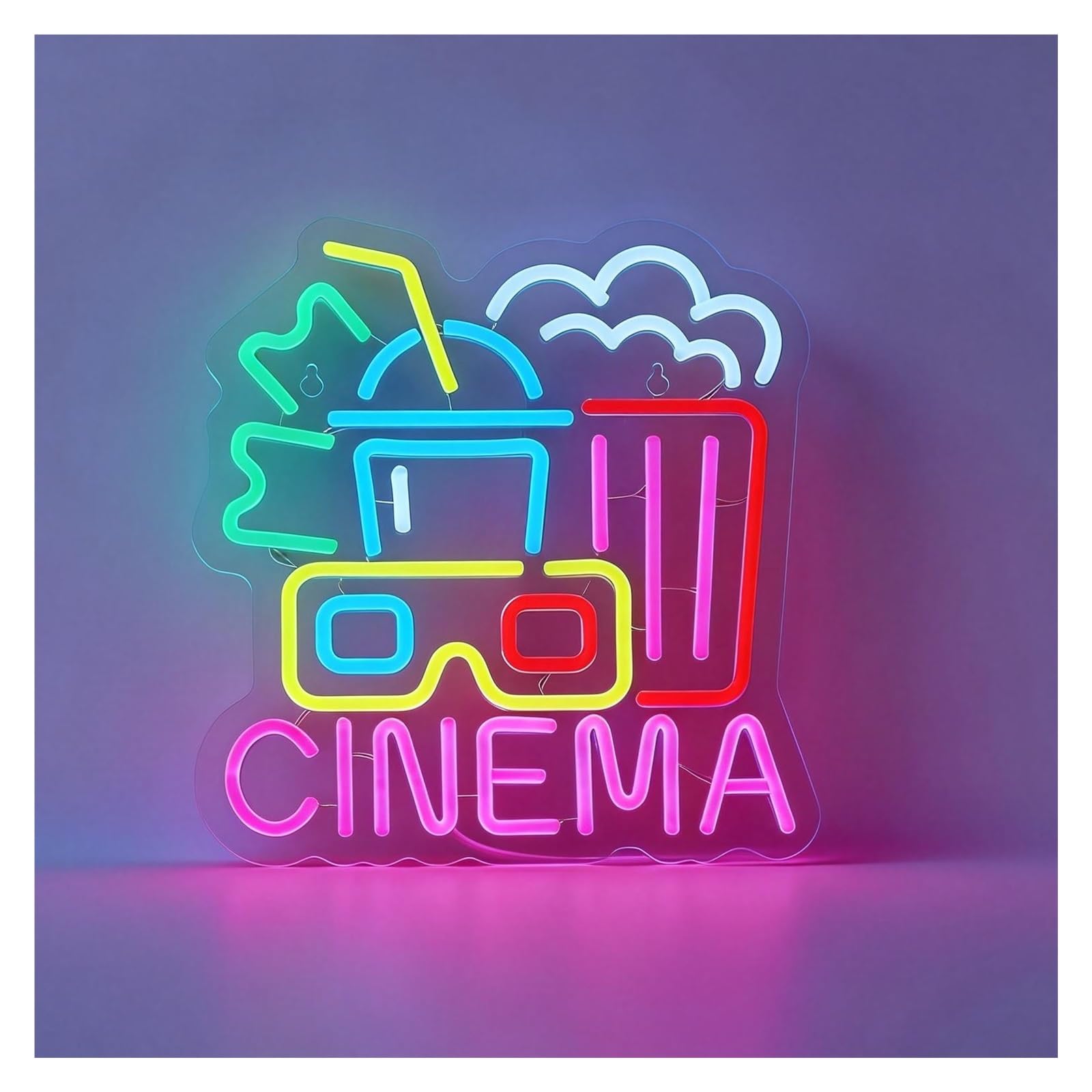 Decoración Lámparas Letrero De Neón CINEMA, Decoración Alimentada Por USB Para Cine En Casa Y Cafetería 30cm/11.81(in)×39.3cm/15.47(in)