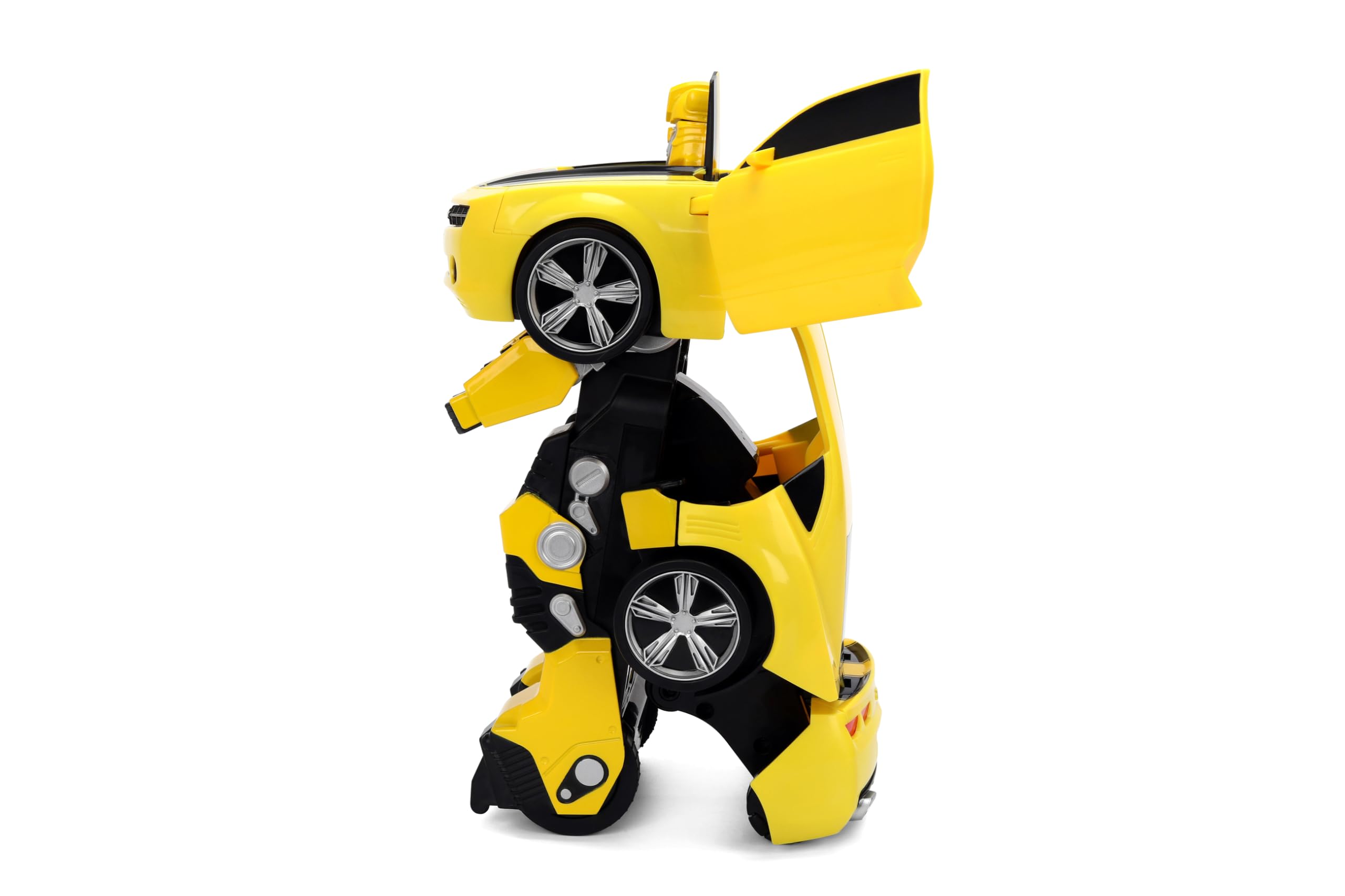 JADA, Radio Control Transformers Bumblebee convertible 28 cm, coche radiocontrol 2 canales 2,4 GHz, luz y sonido, se mueve en todas direcciones, se transforma de coche a robot, +6 años (9336112314R00)