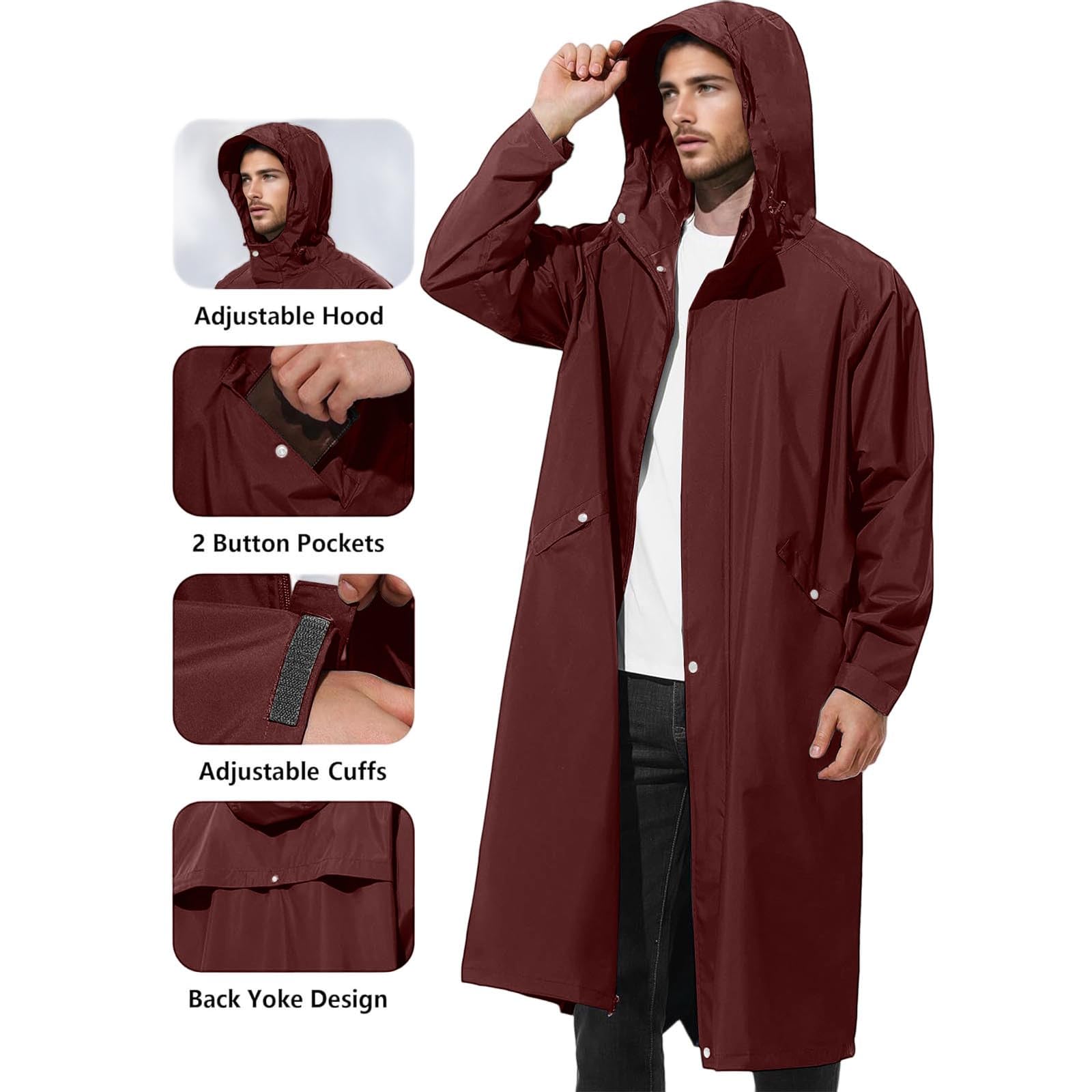Chubasquero Hombre Impermeable Cortavientos Chaqueta Protección Solar | Abrigo Senderismo Montaña Casual Chubasquero Viaje Ligero Talla Grande con Cremallera y Bolsillos para Al Aire Libre Acampada