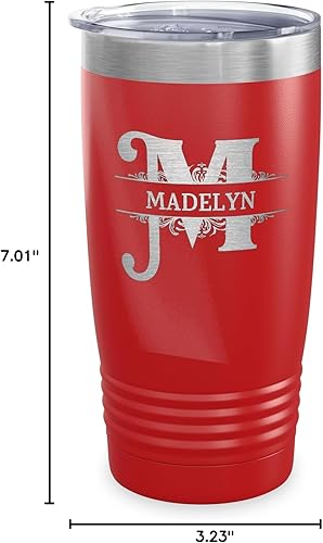 Miniatura 6 de Vaso con monograma de letra dividida grabada con láser, taza de viaje inicial con nombre, regalo personalizado para mujeres y hombres, regalos con
