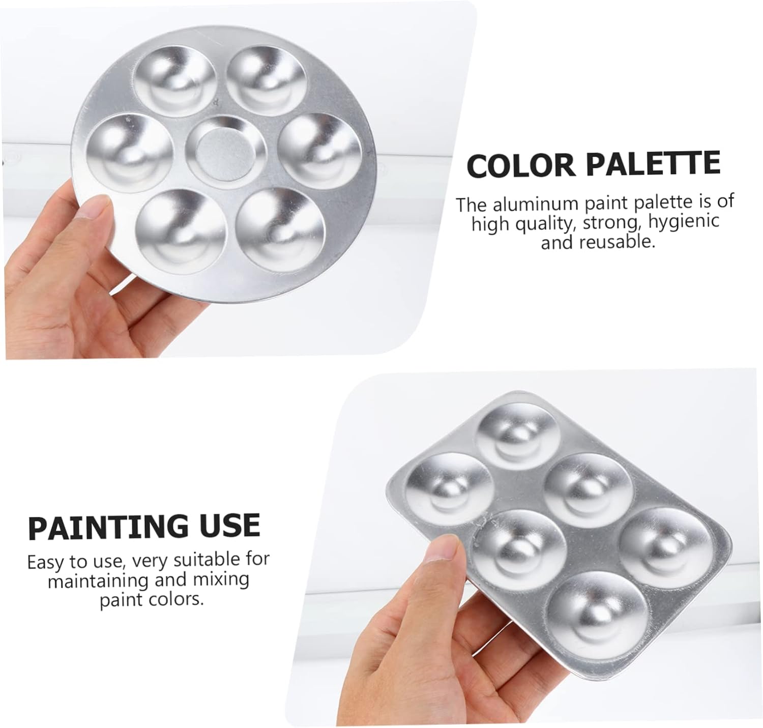 Aluminum Painting Palettes 3pcs for Mixing Paint, Silver