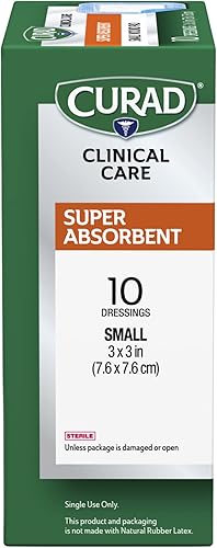 Miniatura 7 de Curad Almohadilla súper absorbente para heridas, pequeña, 3 x 3 pulgadas, 10 unidades, paquete de 3