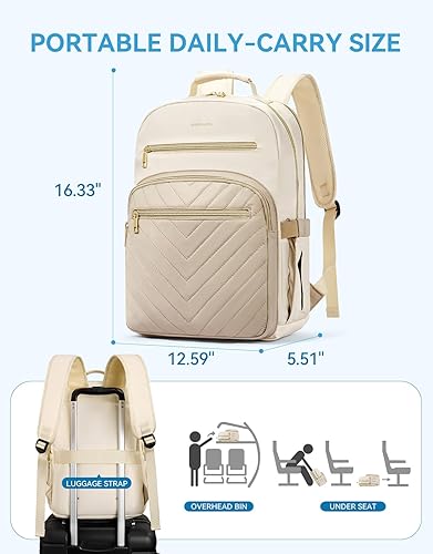 Miniatura 5 de BOSTANTEN Mochila para laptop de 15.6 pulgadas para mujeres, mochila de viaje para profesores universitarios, mochila de viaje con puerto de carga