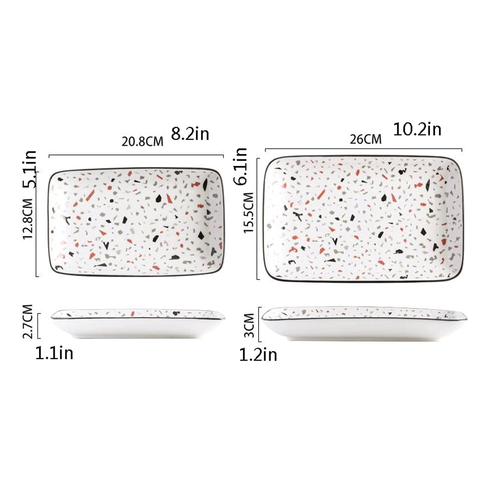 Bandeja para Servir Bandeja de cerámica Sirviendo Bandeja de Bandeja Rectangular Mesa de café Bandeja de Bandeja Decorativa Bandeja Blanco Blanco Bandeja Bandejas para Servir (Size : B)