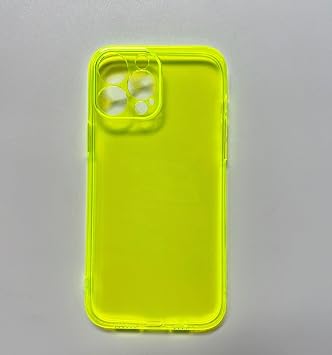 iPhone 17 Proケース、カメラレンズカバー付きネオンクリアケース 女性 ガールズ スリム ソフトシリコン 保護 透明 ガーリーケース iPhone 17 Pro用 ネオンイエロー