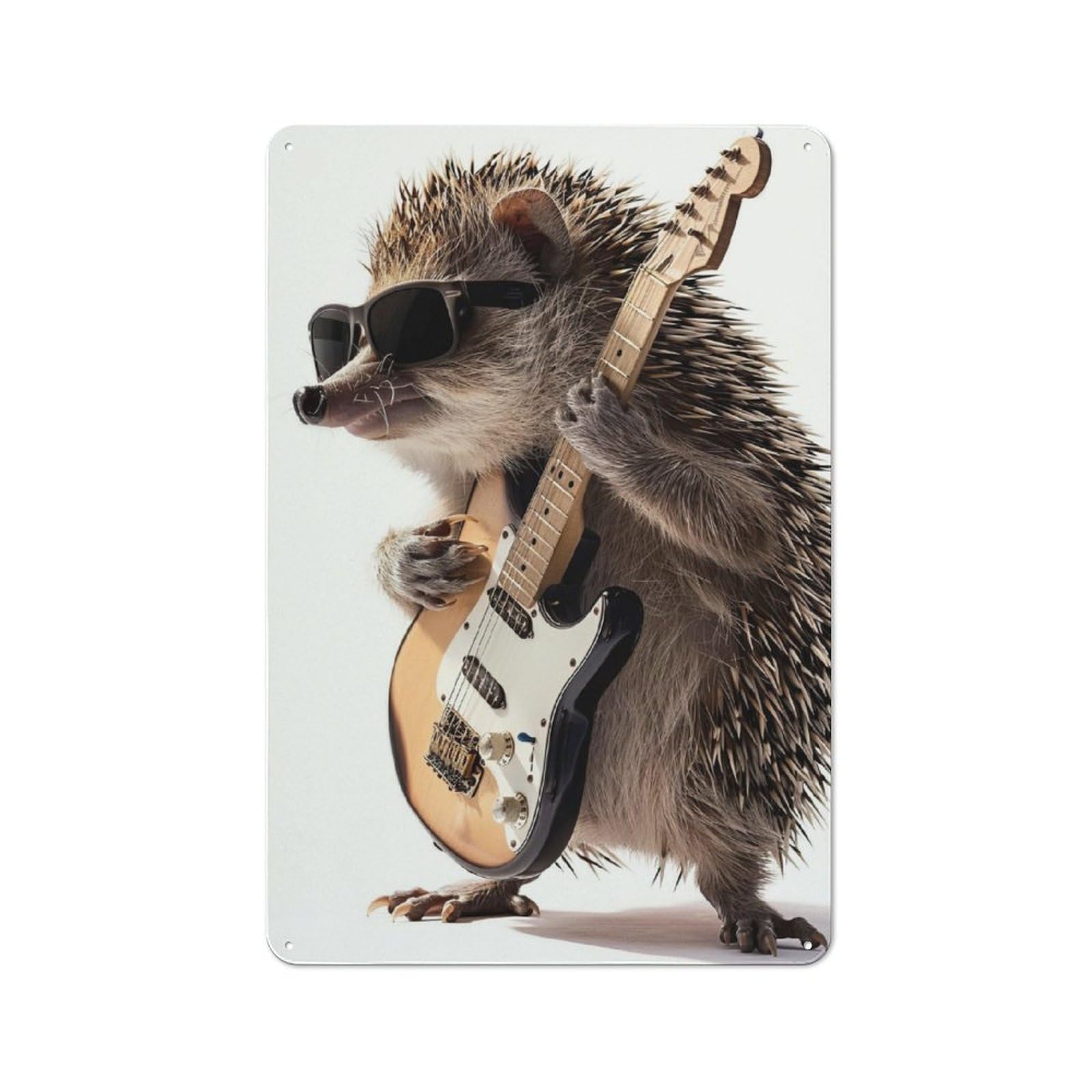 Junmoney Hedgehog Guitar Vintage-Inspired Tin Sign 30X20cm For Café Or Restaurant, For Cooler-Month Interiors With Vintage Character