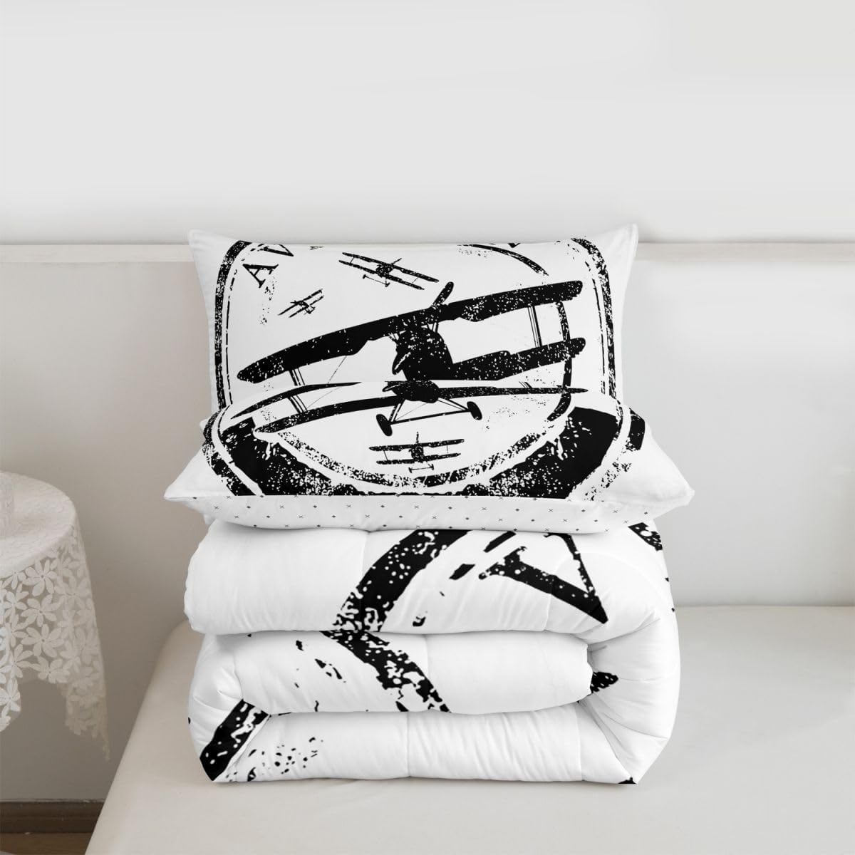 Feelyou Boys Flight Bedding Set Full Size Airplane Comforter Set Toddler image 3